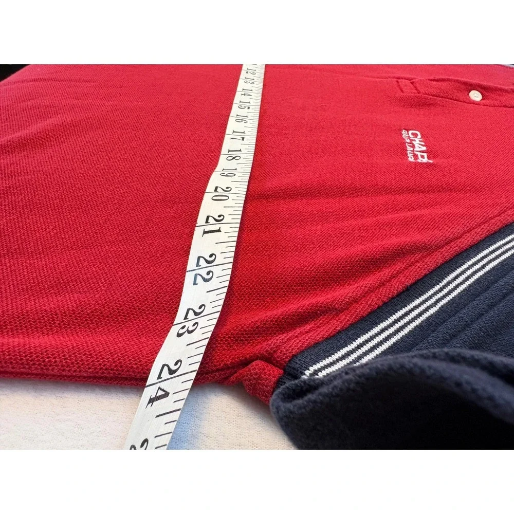 Chaps Ralph‎ Lauren Mens XL Red Navy Colorblock Raglan Stripe Polo Shirt Cotton